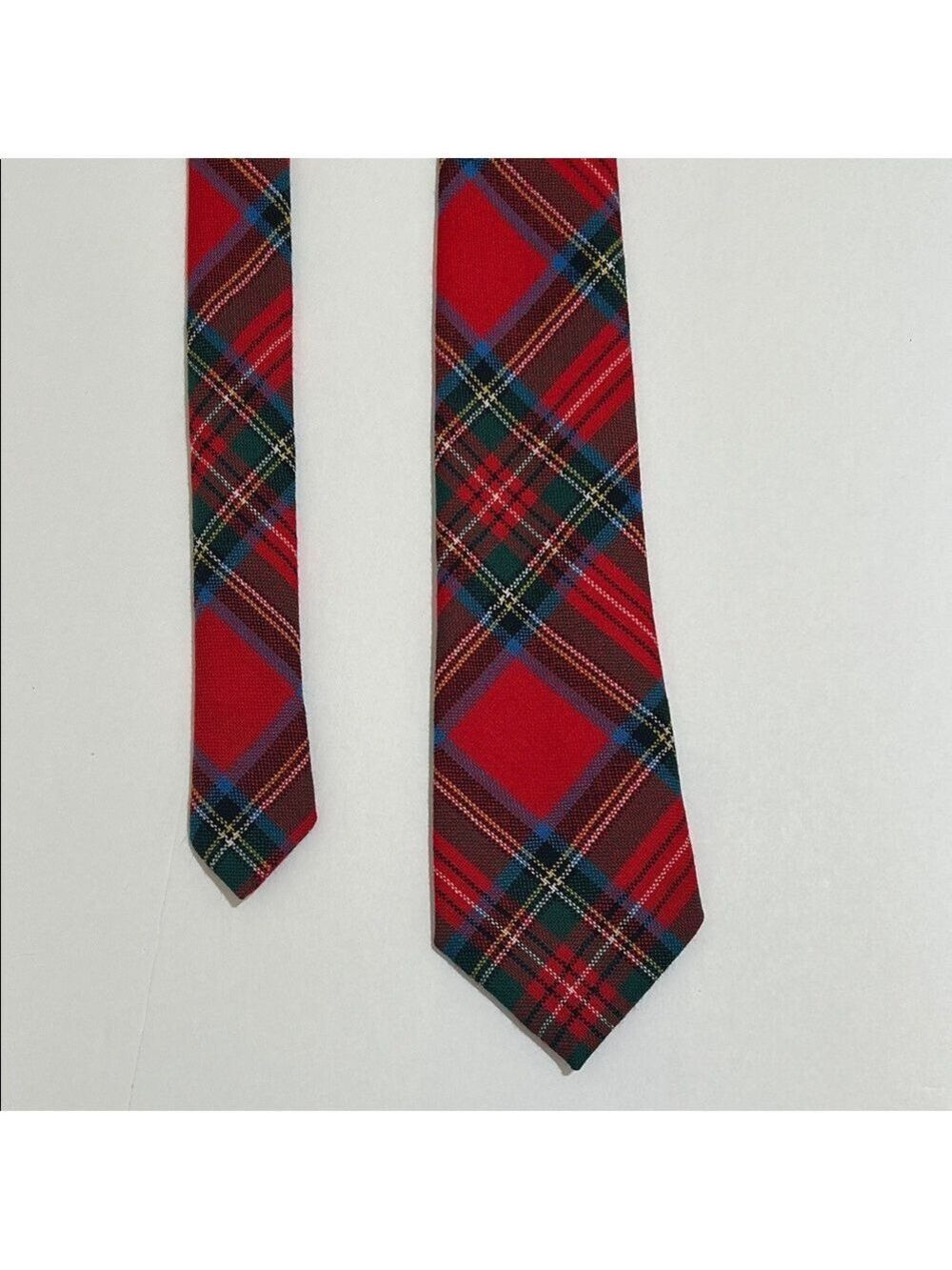 Stewart Royal tartan 100% wool Classic Red Plaid Tie. Made in Scotland.